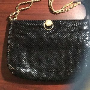 Black Sparkly Purse with Gold Accents
